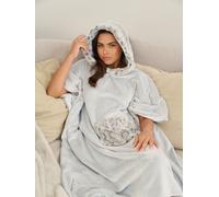 Loungeable Loungeable Grey Snow Leopard Faux Fur Hood Luxury Fleece Poncho
