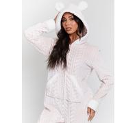 Loungeable Loungeable Pink Cable Hooded All-In-One