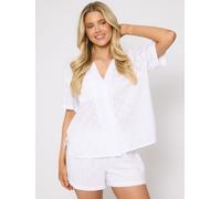 Loungeable Loungeable White Broderie Anglaise Short Sleeve and Shorts Co-ord Set