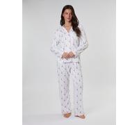 Loungeable Loungeable White/Pink Paris Ooh Lala Long Sleeve Button Through Pyjamas