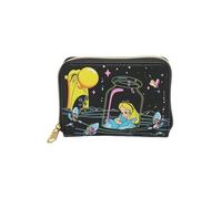 Loungefly Disney Alice au pays des merveilles Mini portefeuille zippé avec personnages phosphorescents Noir, noir, taille unique