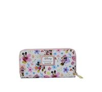 Loungefly Disney Mickey Minnie Mouse Portefeuille à Fermeture éclair Motif Floral Multicolore