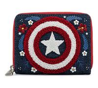 Loungefly x Marvel Captain America 80th Anniversary Floral Shield Zip-Around Wallet, Multicolore