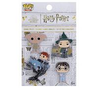 Loungefly POP! 4 Pack PIN SET: HP ANNIVERSARY - Harry Potter - 1 Chance sur 6 D'avoir une Variante Rare Chase AMBER OF SECRETS - Harry Potter Pin en Émail - Broche Fantaisie Mignonne à Collectionner