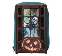 Loungefly Portefeuille à fermeture éclair en accordéon avec citrouille d'Halloween Michael Myers, noir, Portefeuille accordéon