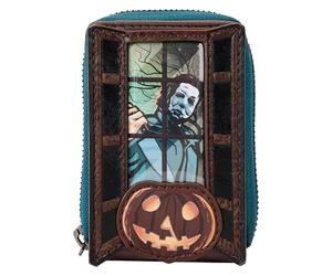 Loungefly Portefeuille à fermeture éclair en accordéon avec citrouille d'Halloween Michael Myers, noir, Portefeuille accordéon