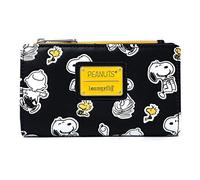 Loungefly Portefeuille imprimé Peanuts Snoopy et Woodstock, Cuir synthétique, 8 emplacements pour Cartes, Billets, Fermeture à 2 Volets, Poche zippée pour pièces, Dimensions : 16,5 x 10,2 x 2,5 cm