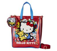 Loungefly Tote Bags Hello Kitty Sac fourre-tout métallique avec porte-monnaie Rouge 50e anniversaire, Rouge, Taille unique
