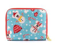 Loungefly WDWA1785 DISNEY SEASONAL SNOWMAN MINNIE MICKEY AOP ZIP AROUND WALLET