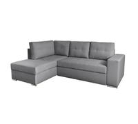 ADEN - Canapé d'angle convertible avec coffre en tissu - Gris - Angle Gauche