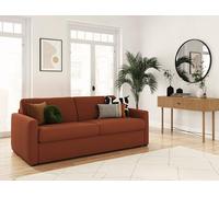 LOUNGITUDE - Agathe - Canapé Convertible - Express - 3 Places - Véritable Matelas - en Velours côtelé - Terracotta - L198cm