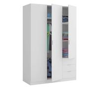Armoire Nina 3 Portes Et 3 Tiroirs L121 X H180 Cm - Blanc Blanc