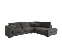 LOUNGITUDE - BELAMI - Canapé d'angle - 4 Places - Confort Moelleux - en Tissu - Gris foncé - Angle Droit - L303cm