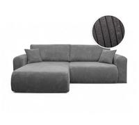 LOUNGITUDE Canapé ALYA d'angle Compact réversible et Convertible 4 Places en Velours côtelé