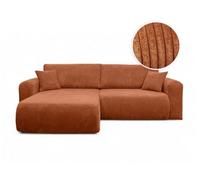 LOUNGITUDE Canapé ALYA d'angle Compact réversible et Convertible 4 Places en Velours côtelé
