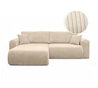 LOUNGITUDE Canapé ALYA d'angle Compact réversible et Convertible 4 Places en Velours côtelé