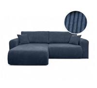 LOUNGITUDE Canapé ALYA d'angle Compact réversible et Convertible 4 Places en Velours côtelé