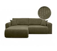 LOUNGITUDE Canapé ALYA d'angle Compact réversible et Convertible 4 Places en Velours côtelé