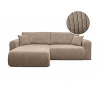 LOUNGITUDE Canapé ALYA d'angle Compact réversible et Convertible 4 Places en Velours côtelé