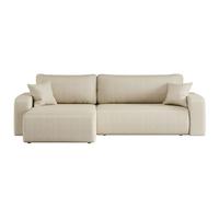 LOUNGITUDE Canapé ALYA d'angle Max réversible et Convertible 5 Places en Tissu Bouclette