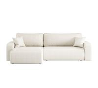 LOUNGITUDE Canapé ALYA d'angle Max réversible et Convertible 5 Places en Tissu Bouclette