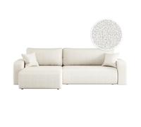 LOUNGITUDE Canapé ALYA d'angle Max réversible et Convertible 5 Places en Tissu Bouclette
