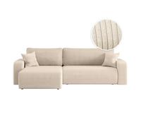 LOUNGITUDE Canapé ALYA d'angle Max réversible et Convertible 5 Places en Velours côtelé