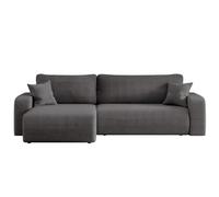 LOUNGITUDE Canapé ALYA d'angle Max réversible et Convertible 5 Places en Velours côtelé