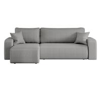 LOUNGITUDE Canapé ALYA d'angle réversible et Convertible 3 Places en Tissu Bouclette
