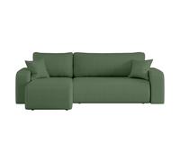 LOUNGITUDE Canapé ALYA d'angle réversible et Convertible 4 Places en Tissu Bouclette