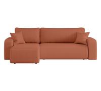 LOUNGITUDE Canapé ALYA d'angle réversible et Convertible 4 Places en Tissu Bouclette