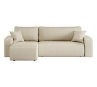 LOUNGITUDE Canapé ALYA d'angle réversible et Convertible 3 Places en Tissu Bouclette