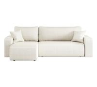 LOUNGITUDE Canapé ALYA d'angle réversible et Convertible 3 Places en Tissu Bouclette