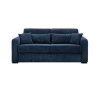 Canapé convertible express 3 places ESIO 160x190cm en velours côtelé - Matelas 16cm - Bleu foncé