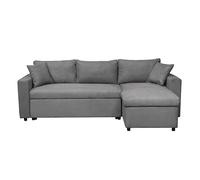 LOUNGITUDE Canapé d'angle 4 Places Convertible et Réversible Maria avec Coffre en Microfibre