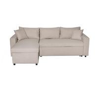 LOUNGITUDE Canapé d'angle 4 Places Convertible et Réversible Maria avec Coffre en Tissu