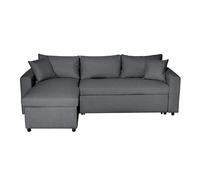 LOUNGITUDE Canapé d'angle 4 Places Convertible et Réversible Maria avec Coffre en Tissu