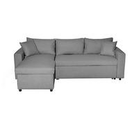 LOUNGITUDE Canapé d'angle 4 Places Convertible et Réversible Maria avec Coffre en Tissu