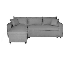 LOUNGITUDE Canapé d'angle 4 Places Convertible et Réversible Maria avec Coffre en Tissu