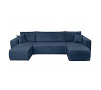 LOUNGITUDE Canapé d'angle ALYA panoramique Convertible 6 Places en Velours côtelé