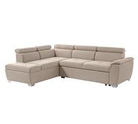 LOUNGITUDE - Canapé d'angle Convertible en Tissu Beige - Angle Gauche