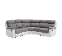 Loungitude - Canapé d'angle de relaxation en simili blanc et microfibre gris - VOLUPTE