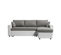 Canapé d'angle convertible réversible avec coffre blanc/gris JADE
