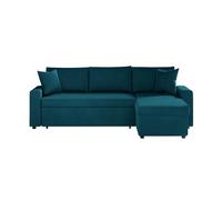 LOUNGITUDE - Canapé d'angle réversible, Convertible en Velours avec Coffre Bleu