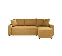 LOUNGITUDE - Canapé d'angle réversible, Convertible en Velours avec Coffre Jaune