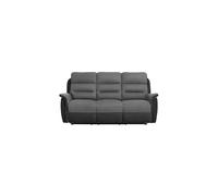 LOUNGITUDE - Canapé de Relaxation Manuel 3 Places en Simili et Microfibre - Noir/Gris