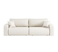 LOUNGITUDE Canapé Droit 3 Places ALYA Convertible en Tissu Bouclette