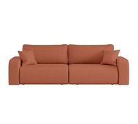 LOUNGITUDE Canapé Droit 3 Places ALYA Convertible en Tissu Bouclette