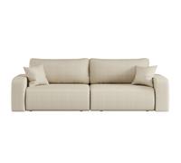 LOUNGITUDE Canapé Droit 3 Places ALYA Convertible en Tissu Bouclette