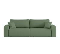 LOUNGITUDE Canapé Droit 3 Places ALYA Convertible en Tissu Bouclette